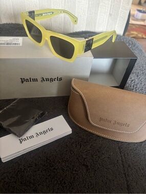 Palm Angels Lime Yellow Rectangular Sunglasses